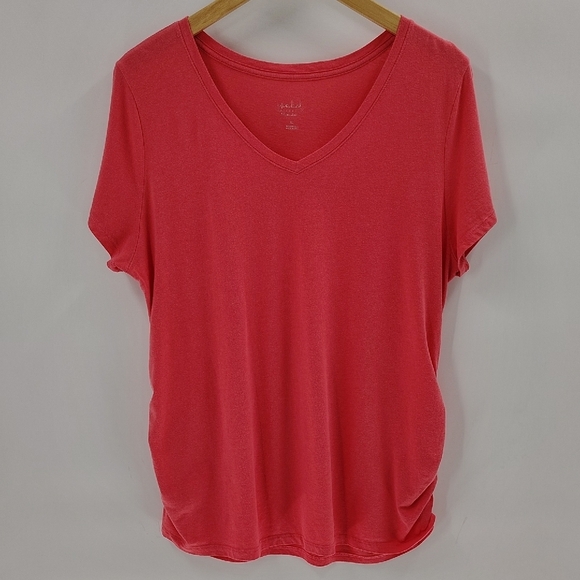 Isabel Maternity By Ingred & Isabel V Neck Tee Size XL Pink Short Sleeve Tee - Picture 1 of 7